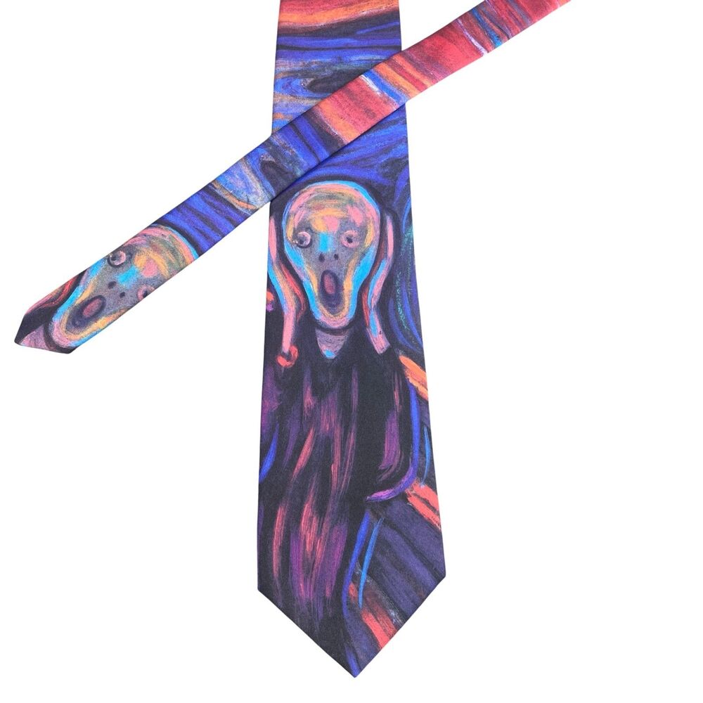 Ralph Marlin The Scream Art Tie Edvard Munch Necktie 3.5"x 56" Made in USA 1994